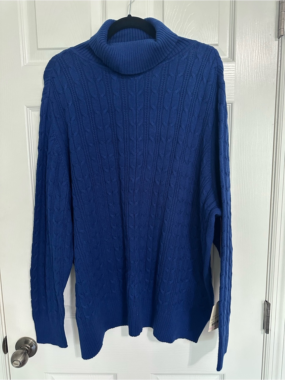 St. John’s Bay Cable Knit Turtleneck Sweater - Royal Blue